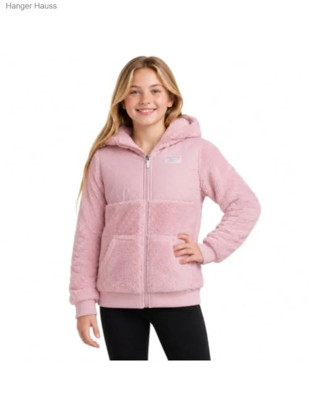 Girls Quilted Fuzzy Fleece Zip-Up Hooded Winter Coat
